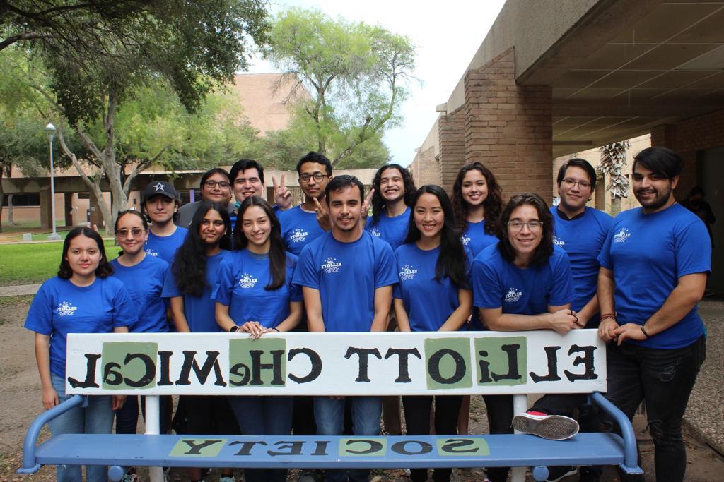 elliott chemical society club group picture behind bench